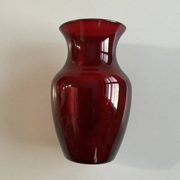 RED GLASS VASE BOUQUET DECORATIVE - Picture 3 of 8